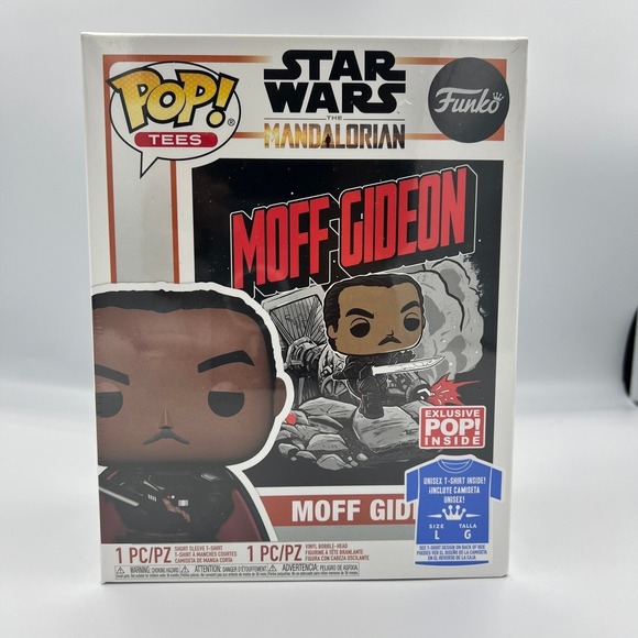Funko Pop Tees Star Wars Mandalorian Moff Gideon Set Large Shirt Vinyl Figure - Picture 1 of 3